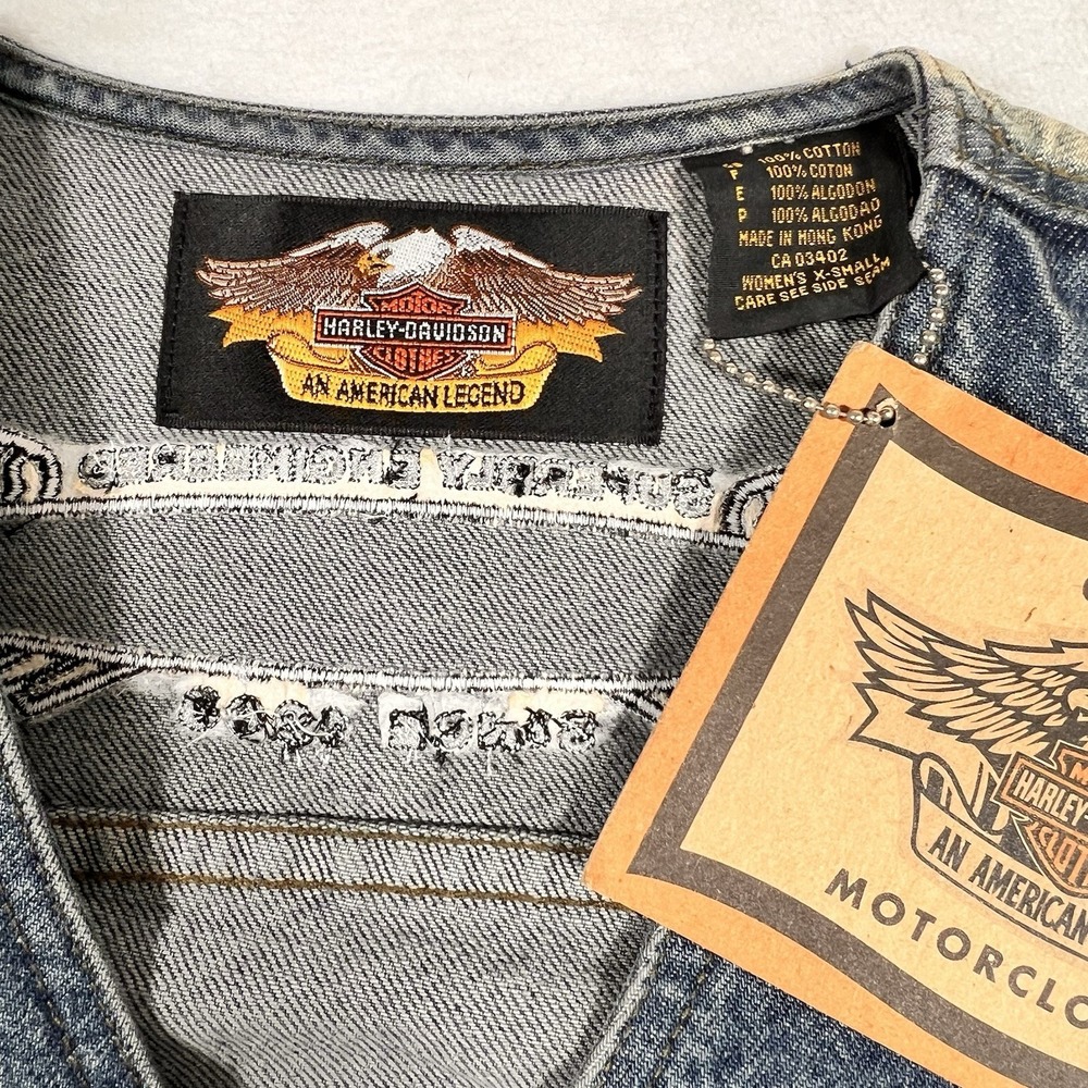 Harley Davidson Womens Blue‎ Denim Vest X-Small New Snap Closure